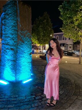 Zara Pink Satin Slip Dress